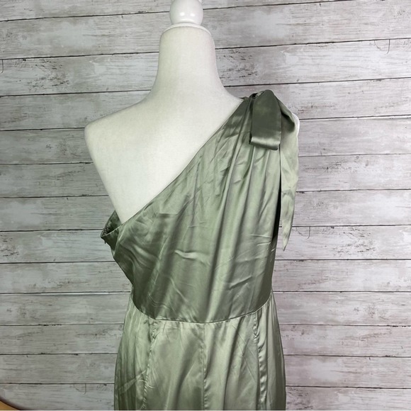 Area Stars One Shoulder Bow Tie Satin Maxi Dress - Picture 6 of 8
